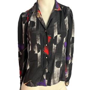 Vintage 70&#39;s abstract blouse shirt S M Burton Way