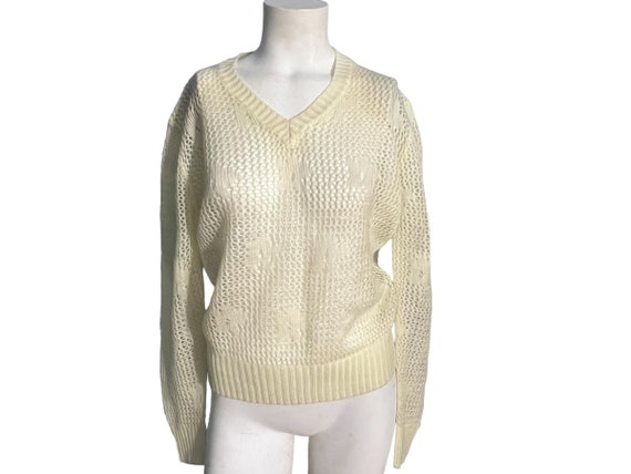 Vintage 70's hand loomed sweater M - image 1