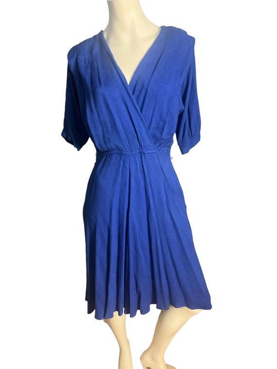 Vintage 80's woven blue dress M - image 2