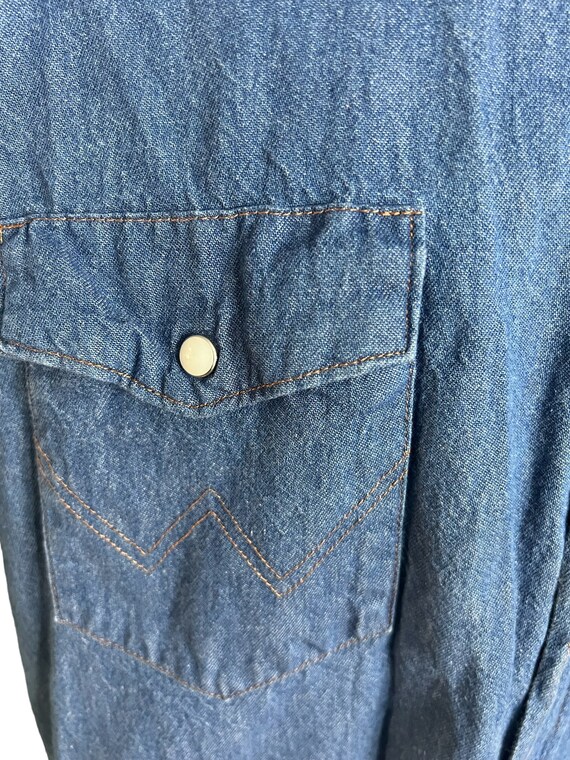 Vintage blue jean wrangler cowboy western shirt XL - image 3