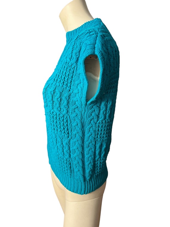 Vintage 80's turquoise sweater top S Stevemor - image 5