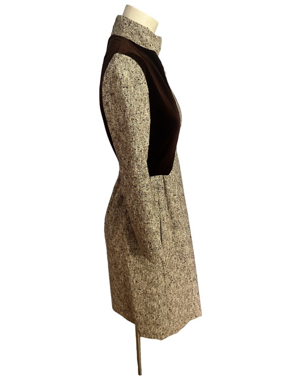 Vintage 60's wool velvet brown mini dress Dominic… - image 6