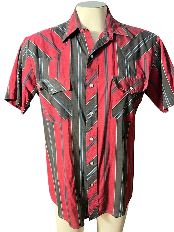 Vintage striped western Plains coxboy shirt M - image 2