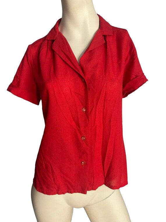 Vintage 70's cherry red shirt City Girl L - image 3