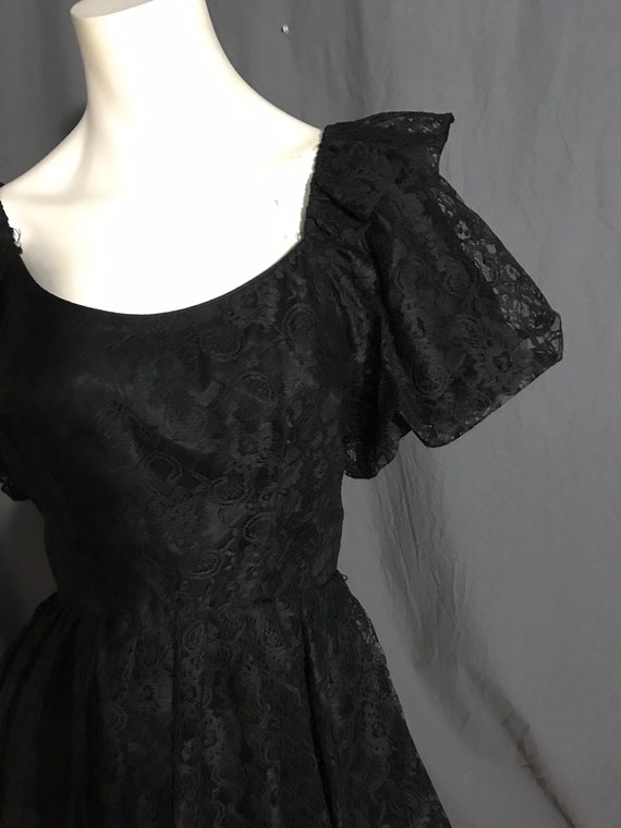 Vintage black lace full circle square dance dress… - image 3