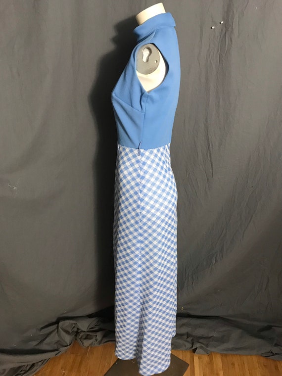 Vintage 1970’s long blue check dress with jacket M - image 10
