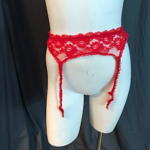 Vintage 1980's Jezebel Red Lace Garter Belt - Etsy