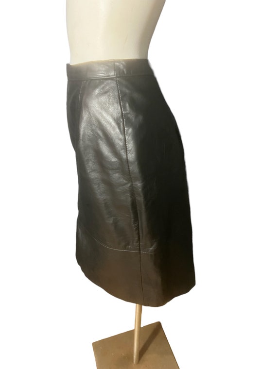 Vintage 80's black leather skirt M - image 3