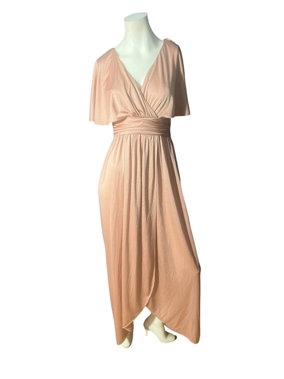 Vintage beige 70's goddess maxi dress S - image 2