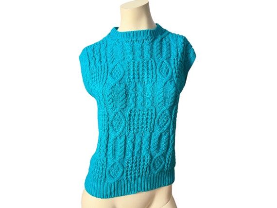Vintage 80's turquoise sweater top S Stevemor - image 1