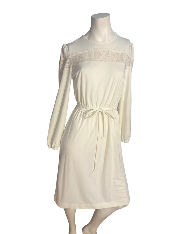 Vintage off white 70's midi dress M - image 2