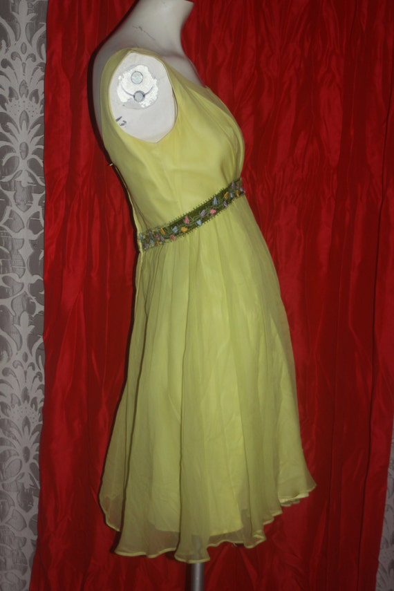 Vintage 60's Yellow Chiffon Mini Baby Doll Party … - image 3