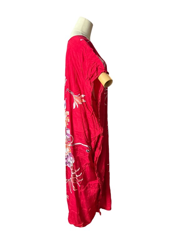 vintage red batik caftan M L - image 4