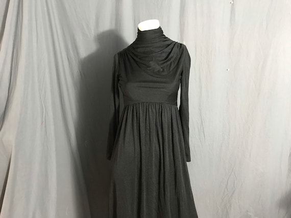 Vintage 1970’s long black Cirette maxi dress M - image 1