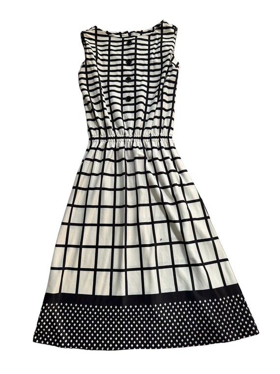 70s black and white dress Vintage 1970s Black & White Floral Mod Maxi Dress