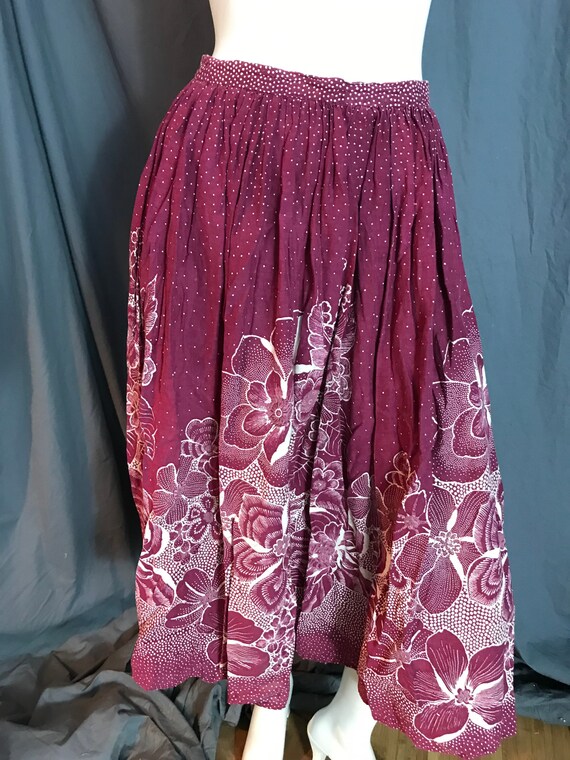 Vintage cotton batik full midi skirt S - image 3