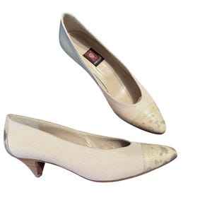Vintage 80&#39;s tan heel shoes 9 N Anne Klein