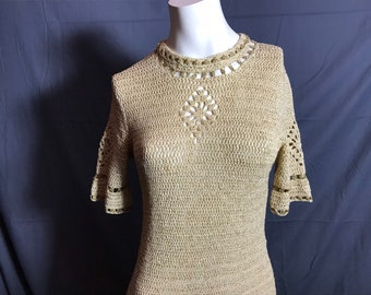 Vintage Gold handmade crochet dress S /M