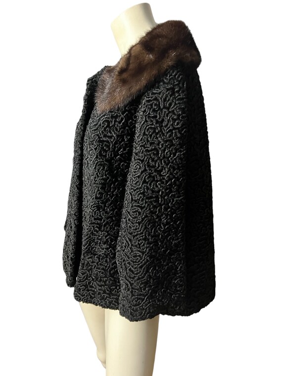 Vintage 60's black lambs coat Astrakin M - image 6