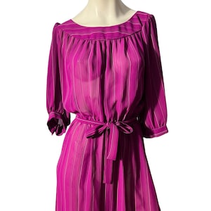 Vintage 80&#39;s sheer pink striped dress M