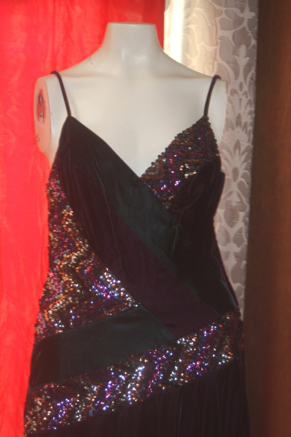 Vintage Geoje's 70's Purple and Green Velvet Sequi