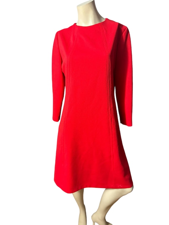 Vintage red 70's polyester dress L - image 2