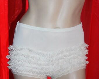 Vintage 50's High Waist White Sissy Lace Panties S