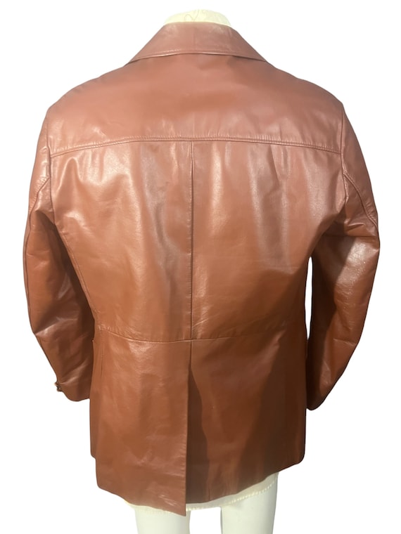 Vintage 70's brown leather suit jacket 44 - image 5