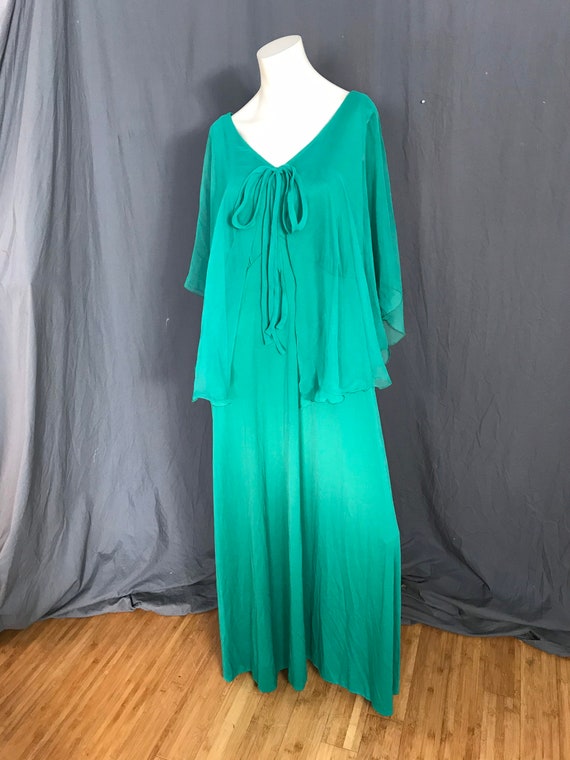 Vintage 1970’s green Lily Lynn green maxi dress XL - image 3