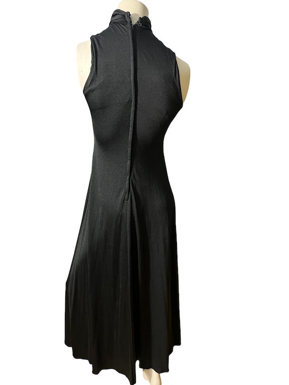 Vintage 70's black butterfly dress M - image 5