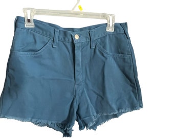 Vintage 70er 80er high waist kurze blaue Jeans Shorts L