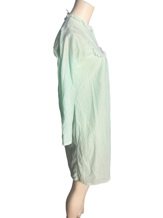 Vintage 80's Katz green flannel nightgown S - image 6