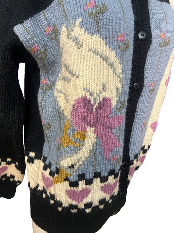 Vintage 80's goose & heart sweater M L - image 3