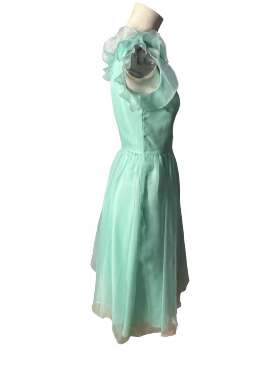 Vintage 60's turquoise party dress S - image 5