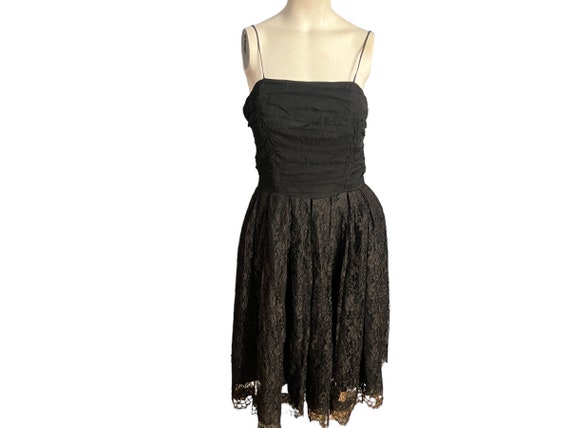 Vintage 50's black lace party dress Howard W - image 1