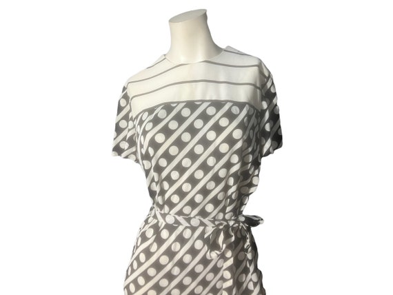 Vintage 70's black & white dress L - image 1