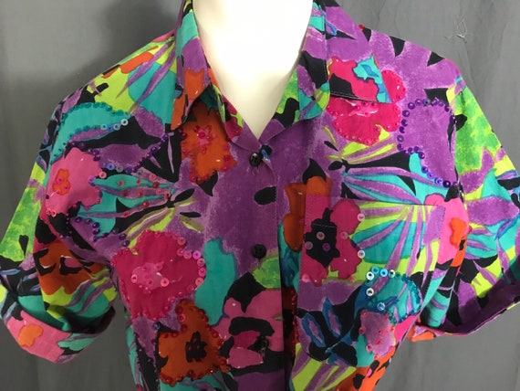 Vintage 1980’s Details Sportswear tropical croppe… - image 2