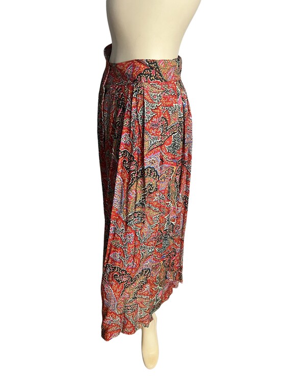 Vintage 80's rayon paisley button skirt 8 - image 4