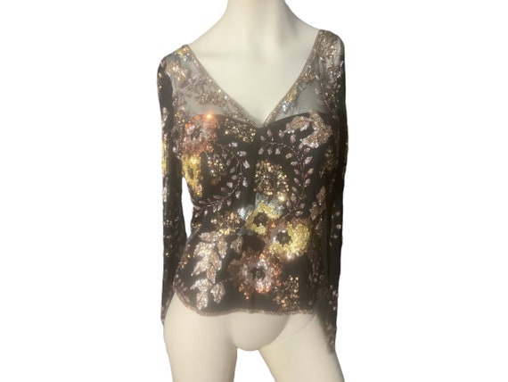 Vintage Lillie Rubin bead and sequin top 12 - image 1