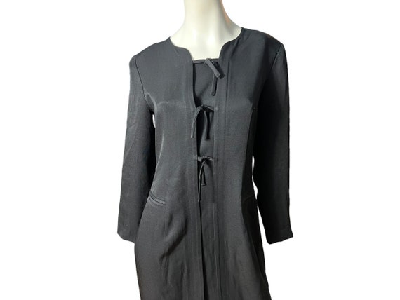 Vintage 80's black rayon dress 8 Julian Taylor - image 1