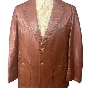 Vintage 70's brown leather suit jacket 44 image 2