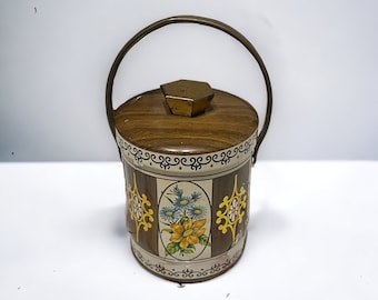 Vintage Murray Allen floral handle tin