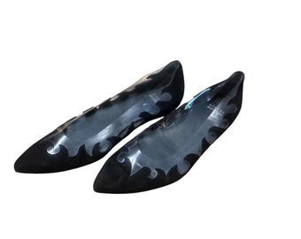 Vintage 80’s black cut out flats shoes 8 N