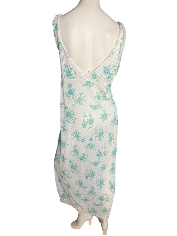 Vintage 70's sheer blue flower nightgown M - image 5