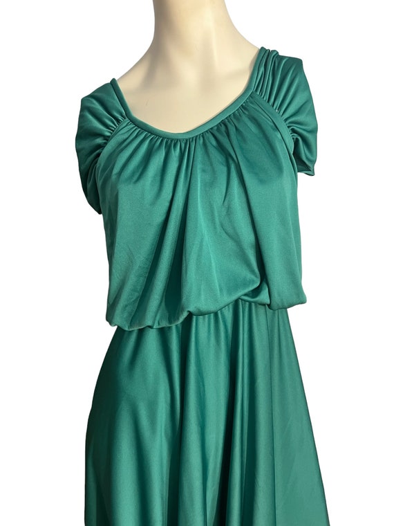 Vintage 70's green long maxi dress M - image 3