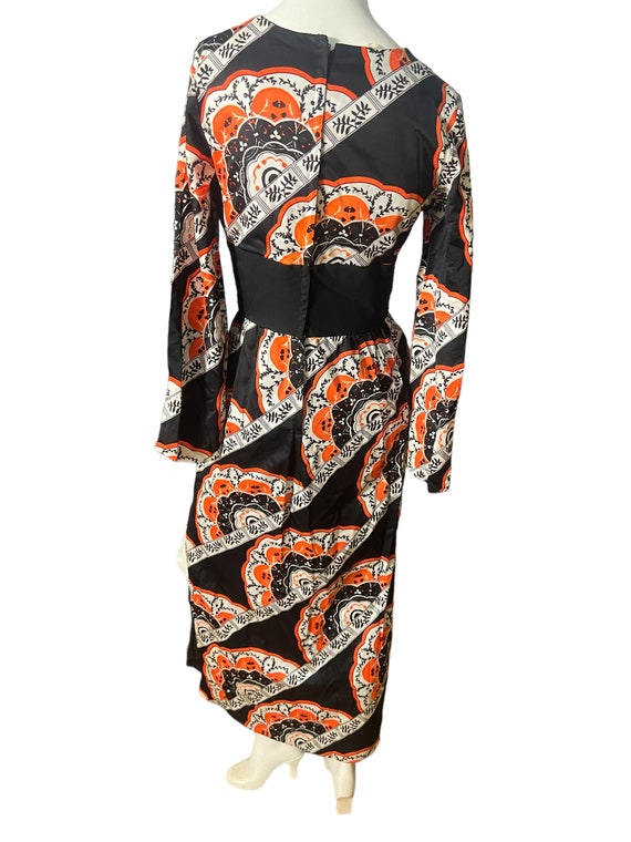 Vintage 1970's Fan Pattern Kimono Dress M - image 5