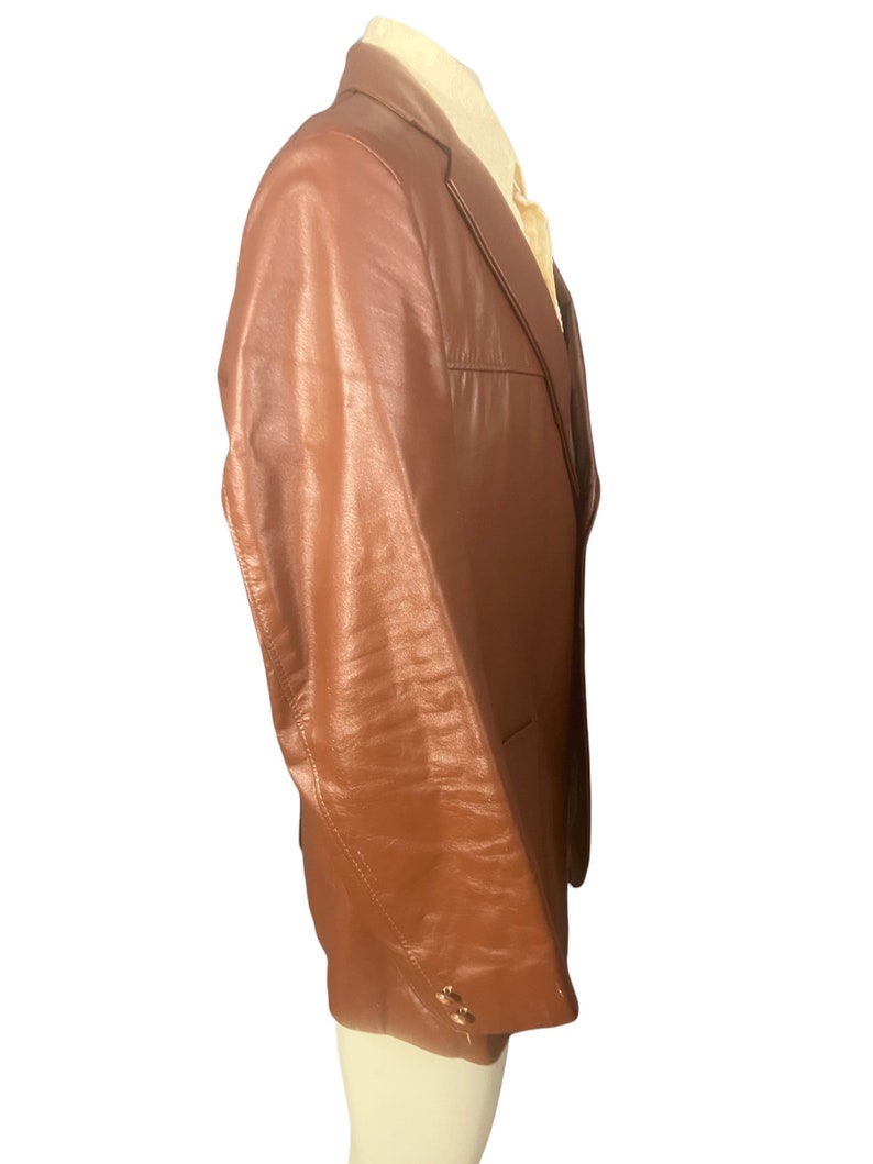 Vintage 70's brown leather suit jacket 44 image 6