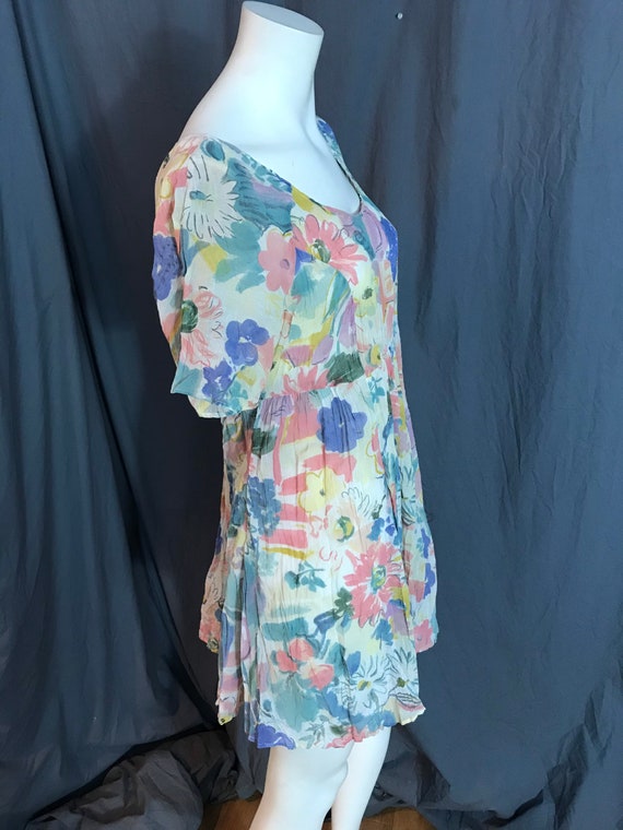 Vintage 1980’s Shok sheer floral babydoll dress L - image 6