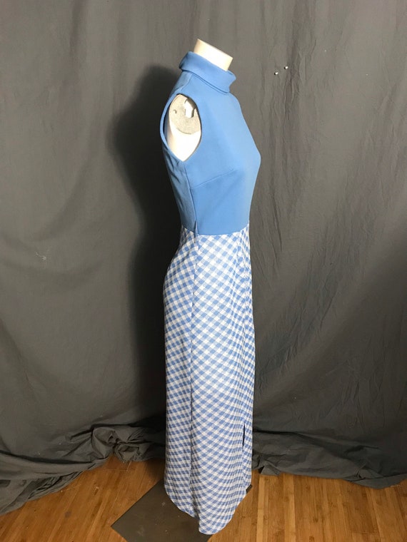 Vintage 1970’s long blue check dress with jacket M - image 8