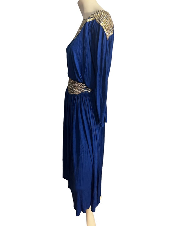 Vintage 80's skirt set blue sequin Jane Ashley S - image 9